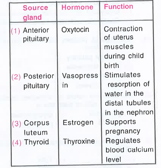 Match the source gland with its respective hormone as well as the function