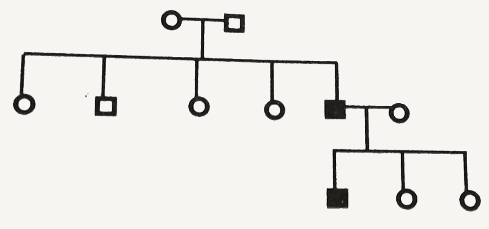 In the following pedigree chart, the mutant trait is shaded black. The gene responsible for the trait is