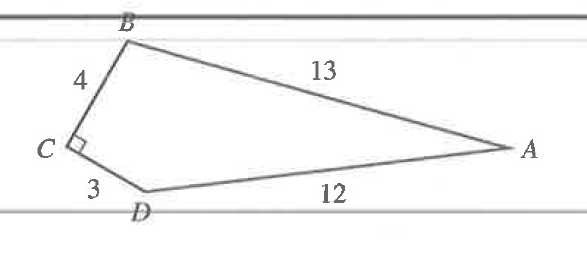 Quadrilateral ABCD is shown in the figure below with the lengths of the 4 sides given in meters. The measure of /C is 90^(@). What is tan A?