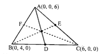 Find the lenghts of the medians of the triangle with vertices A(0,0,6), B(0,4,0) and C(6,0,0)