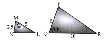 State the pairs of triangles in the given figures are similar . Write the similarity criterion used by you for answering the question and also writer the pairs of similar triangles in the symbolic from :