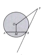 B is a tangent to the circle with centre O to B. AB is a chord of length 24 cm at a distance of 5 cm from the centre. If the tangent is of length 20 cm, find the length of PO.