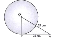 From a point Q, the length of the tangent to a circle is 24 cm and the distance of Q from the centre is 25 cm. The radius of the circle is