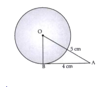 The length of a tangent from a point A at distance 5 cm from the centre of the circle is 4 cm. Find the radius of the circle.