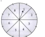 A game of chance consists of spinning an arrow which comes to rest pointing at one of the numbers 1, 2, 3, 4, 5, 6, 7, 8 (see figure) and these are equally likely outcomes. What is the probability that it will point at :      (i) 8? (ii) an odd number?   (iii) a number greater than 2? (iv) a number less 9?