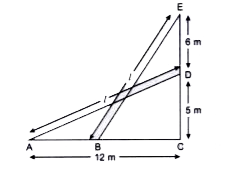 The foot of a ladder is 12 m away from a wall and its top reaches a window 5 m above the ground. The ladder is shifted in such a way that its top touches the roof which is 6 m above the window.       Based on the given information, answer the following questions :  How much the foot of ladder is shifted towards the wall, so that the top of ladder touches the roof?