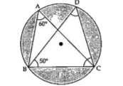 In the given figures, triangleABC and triangleDBC are inscribed in a circle such that angleBAC = 60^(@) and angleDBC = 50^(@). Then, angleBCD = ?