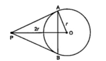 From a point P, two tangents PA and PB are drawn to a circle C(O,r). If OP= 2r, then find angleAPB. What type of triangle is APB?