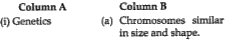 Match the items of column A with those in Column B and select the correct option