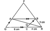 In the given triangle PQR,AB||QR,OP||CB and AR intersects CB at O.       Using the given diagram answer the following question:    If QC = 6 Cm, CR=4 cm, BR =3 cm. The length of RP is: