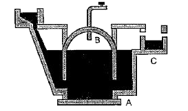 Study the diagram of biogas plant given below and answer the questions that follow.          The component labeled as 'B' is