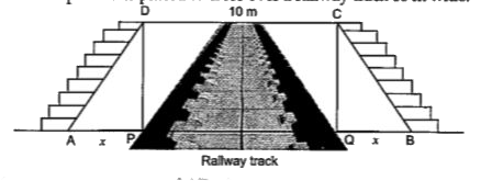 An iron bridge in form of a trapezium is placed to cross over a railway tack 10m wide.      If S is the area of trapezium, find the value of S.