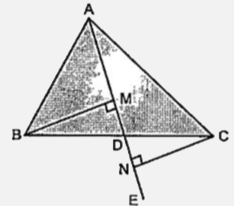 In the given figure ABC is a triangle and D is the mid-point of BC. AD is produced to E. BM and CN are two perpendiculars dropped from B and C respectively on AE.      Prove that :   BM=CN