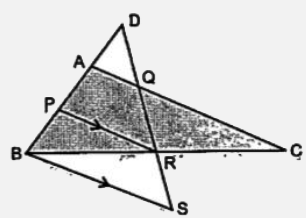 In the figure, given below, 2AD=AB,P is the mid-point of AB, Q is the mid-point of DR and PR||BS. Prove that :       AQ||BS