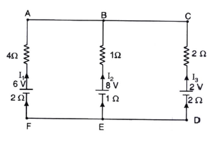 Using kirchhoff.s law of electrical networks , calculate the currents l1 , l2 and l3 in the circuit shown below .