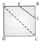 ABCD is square F is the mid-point of All. BE is one third of BC. If the area of Delta FBE is 108 cm^(2), Find the length of AC.