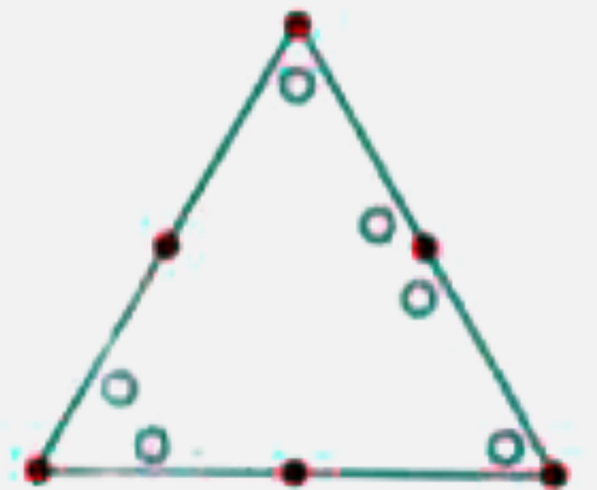 The given figures show the unfolded sheet of paper after holes have been punched on the folded paper. Find the lines of symmetry.    Equilateral triangle