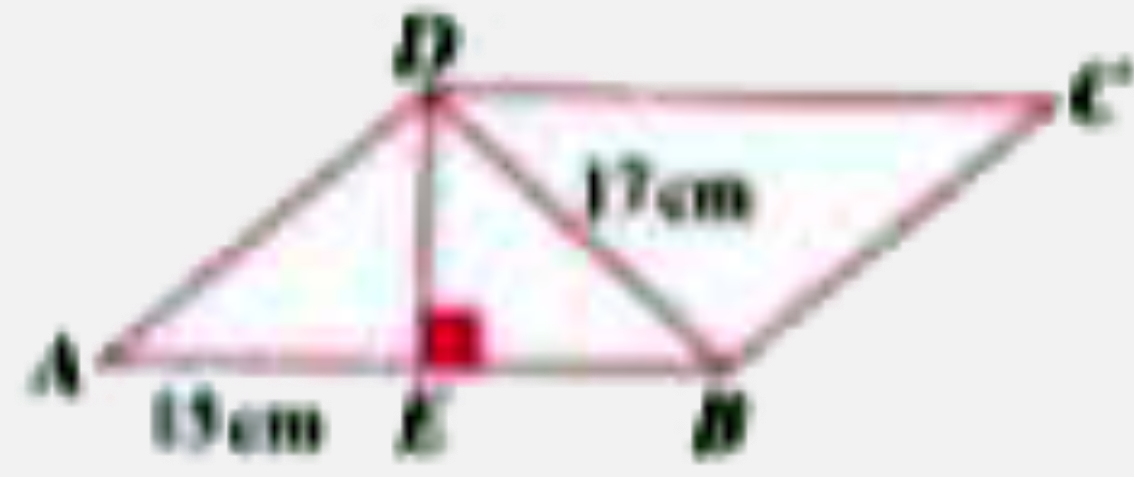 ABCD is a parallelogram where DE is perpendicular to AB. If BD= 17 cm, AE = 15 cm, and area of Delta ADE= 60 sq.  cm, find the perimeter of ABCD.
