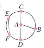 Name the following from the figure given alongside :    (a) Three radii   (b)  A diamter   (c )  A chord  (d) A mojor arc   (e) A minor arc
