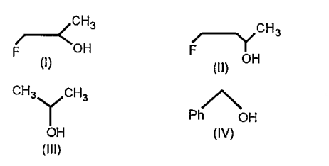 The order of reactivity of the following alcohols towards conc.HCl is