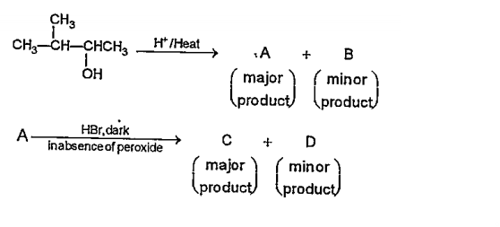 In the following reactions,   The major products (A)and( C) are respectively