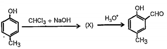 Reimer Tiemann introduces an aldehyde group on to the aromatic ring of phenol, ortho to the hydroxyl group. This reaction involves electrophilic aromatic substitution. This is a general method for the synthesis of substituted salicylaldehydes as depicted below.  The structure of the intermediate (X) is