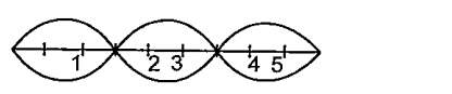 The vibrations of a stretched wire are as shown in Fig. With reference to particle-1, the particle (s) which vibrate