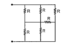 In the circuit shown in the figure, R = 55Omega, the equlvalent resistance between the point P and Q is
