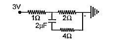 Figure shows a network of capacitor and resistances. Potentials of some of the points are given. The energy (U) stored in the capacitor at steady state and the power (P) dissipated in 1Omega resistor at steady state are