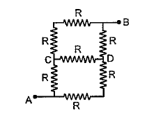 Find the equivalent resistance between points A and B in the following circuit.