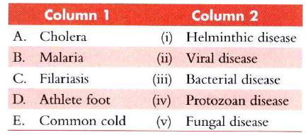 Match the entries of column 1 with those of column 2