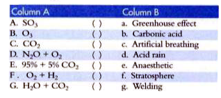 Match the entries in Column A with the appropriate ones in Column B.