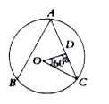 In the above figure ,  overline(AB)andoverline(AC) are equal chords and overline(OD) is perpendicular to overline(AC) . If angleCOD=60^(@),  then the angle between the chords is  .