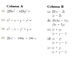 Match Column A with Column B