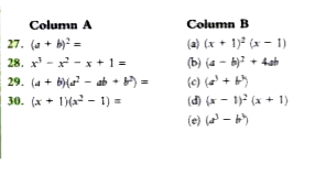 Match Column A with Column B