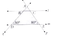 In the figure  above , if l // m , then what type  of a triangle is ABC ?