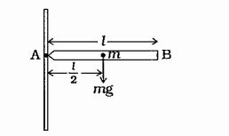 l લંબાઈ અને m દળવાળો એક નિયમિત સળિયો AB બિંદુ A ને અનુલક્ષીને ભ્રમણ કરી શકે છે. સળિયાને સમક્ષિતિજ સ્થિતિમાંથી મુક્ત કરવામાં આવે છે. જો બિંદુ A ને અનુલક્ષીને સળિયાની જડત્વની ચાકમાત્રા ml^2/3 હોય, તો સળિયાનો પ્રવેગ ....... .