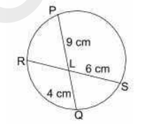 In the given figure, chords PQ and RS intersect each other at point L. Find the length of RL.  
दी गयी आकृति में, जीवाएँ PQ और RS एक-दूसरे को बिंदु  L पर प्रतिच्छेद करती हैं। RL की लंबाई ज्ञात कीजिए।
