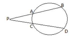 In the figure, chords AB and CD of a circle intersect externally at P. If AB = 4cm, CD =11cm and PD=15cm, then the length of PB is:   दी गयी आकृति में, जीवा AB और CD एक वृत्त को बाहरी रूप से P पर काटते हैं। यदि AB = 4cm, CD =11 cm और PD = 15cm है, तो PB की लंबाई ज्ञात करे |