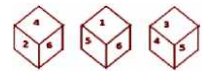 Three different positions of a dice are shown below: Find the number opposite ‘2’.   एक पासे की तीन अलग-अलग अवस्थाएं दी गयी हैं| 2 के विपरीत संख्या ज्ञात करें |