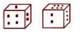 Two positions of the same dice are shown below. When there is five points on the upper panel, how many points will be on the lower pane?    एक ही पासे की दो स्थितियाँ नीचे दर्शायी गयी है | जब ऊपरी फलक पर पांच बिंदु है , तो निचले फलक पर किलने बिंदु होंगे ?