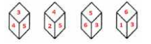 Four different positions of the same dice are shown. Find the number on the face opposite to the face having 3?  
एक ही पासे की चार अलग-अलग अवस्थाएं दिखाई गयी है | संख्या 3 के विपरीत फलक पर कौन सी संख्या आएगी ?