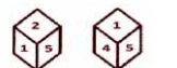 Two different positions of the same dice are shown. Find the number opposite to the face having 4.  
एक ही पासे की दो अलग-अलग अवस्थाएं दिखाई गयी है | संख्या 4 के विपरीत फलक पर आने वाली संख्या ज्ञात करें |