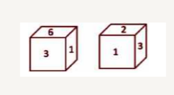Two different positions of the same dice are shown. Select the number that will be on the face opposite to the one having '6'.   एक पासेके दो पद दिए गए है| अंक ‘6’ के विपरीत कौन सा अंक आएगा ?