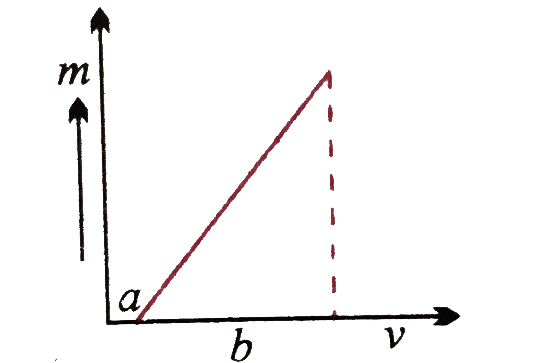 संलग्न चित्र में उत्तल लेंस में बने प्रतिबिम्ब के आवर्धन m और v के मध्य ग्राफ प्रदर्शित किया गया है। लेंस की फोकस-दूरी कितनी होगी?