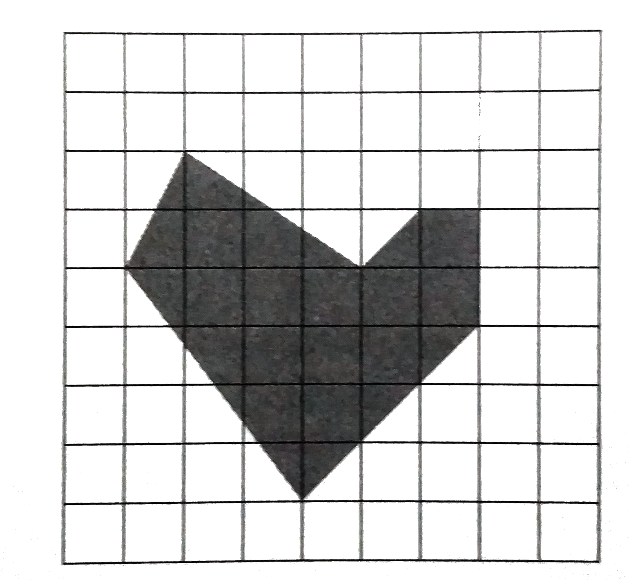 In the  grid  shown  below  , each  small  square  has  a side length  of 1 unit  . In  the  shaded  region , each  vertex lies  on a  vertex  of a small square  . What  is the area  , in square  units , of the  shaded region ?