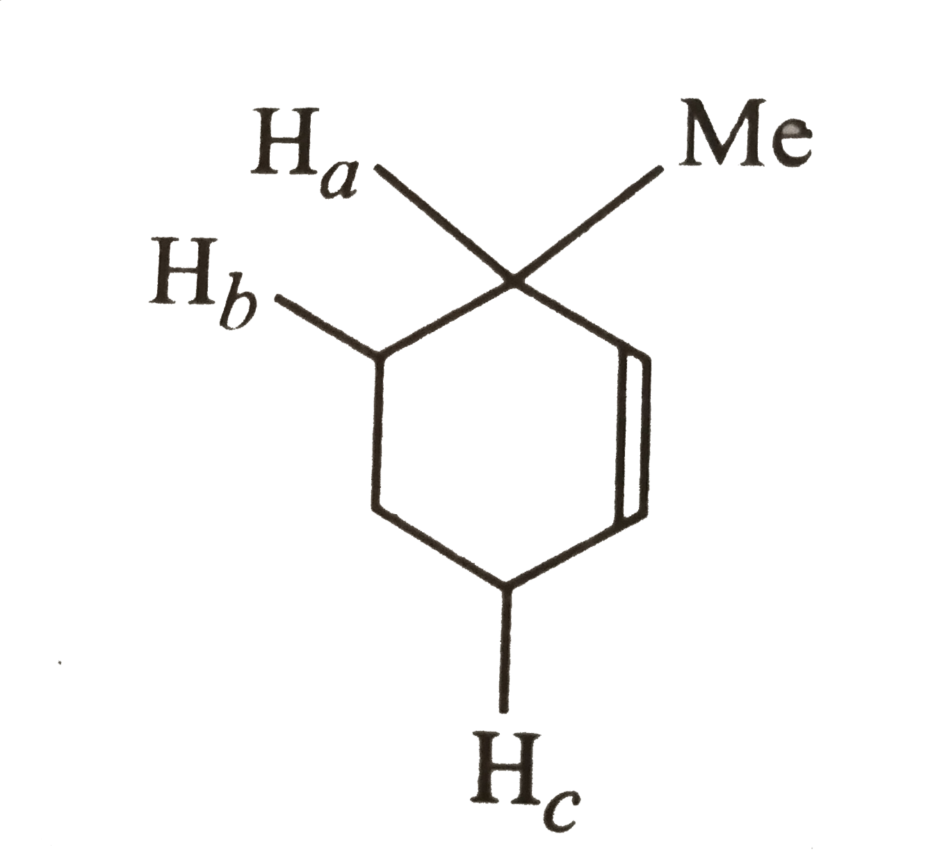 The order of decreasing ease of abstraction of hydrogen atoms in the following molecule is