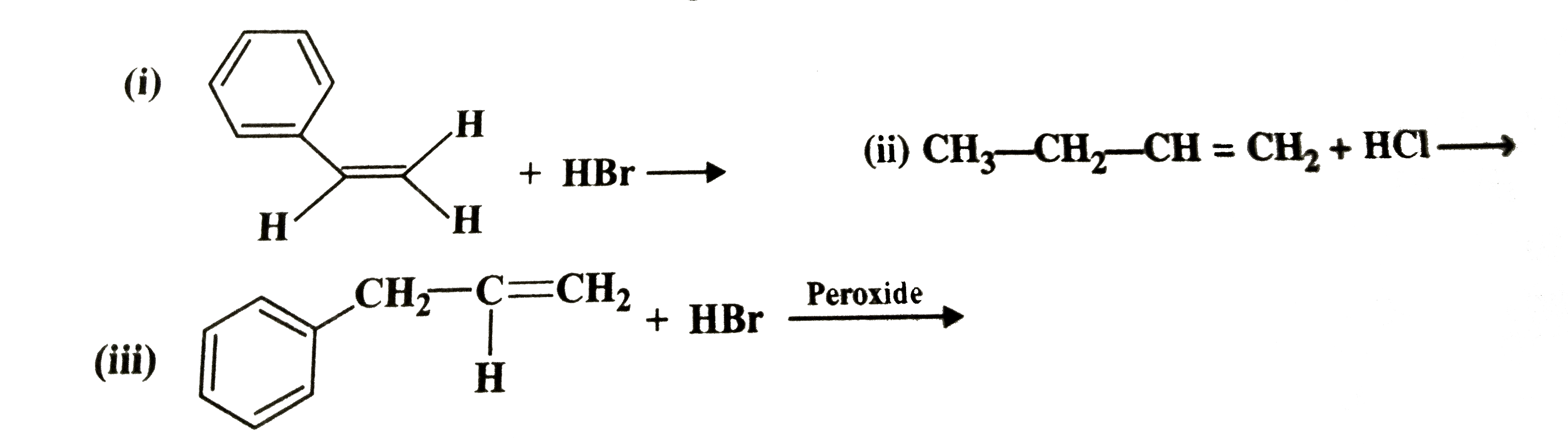 Write the products of the following reactions: