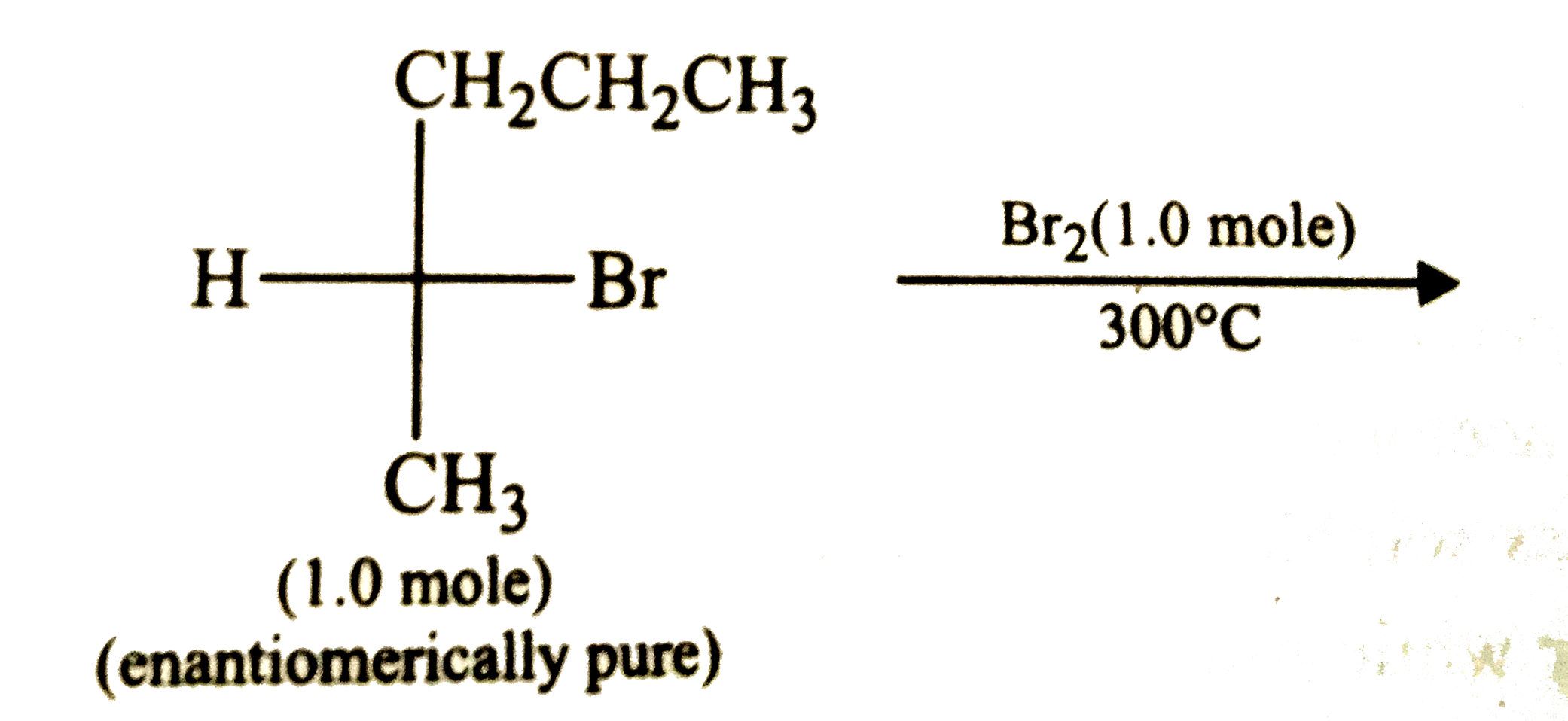 In the following monobromination reaction, the number of possible chiral products is
