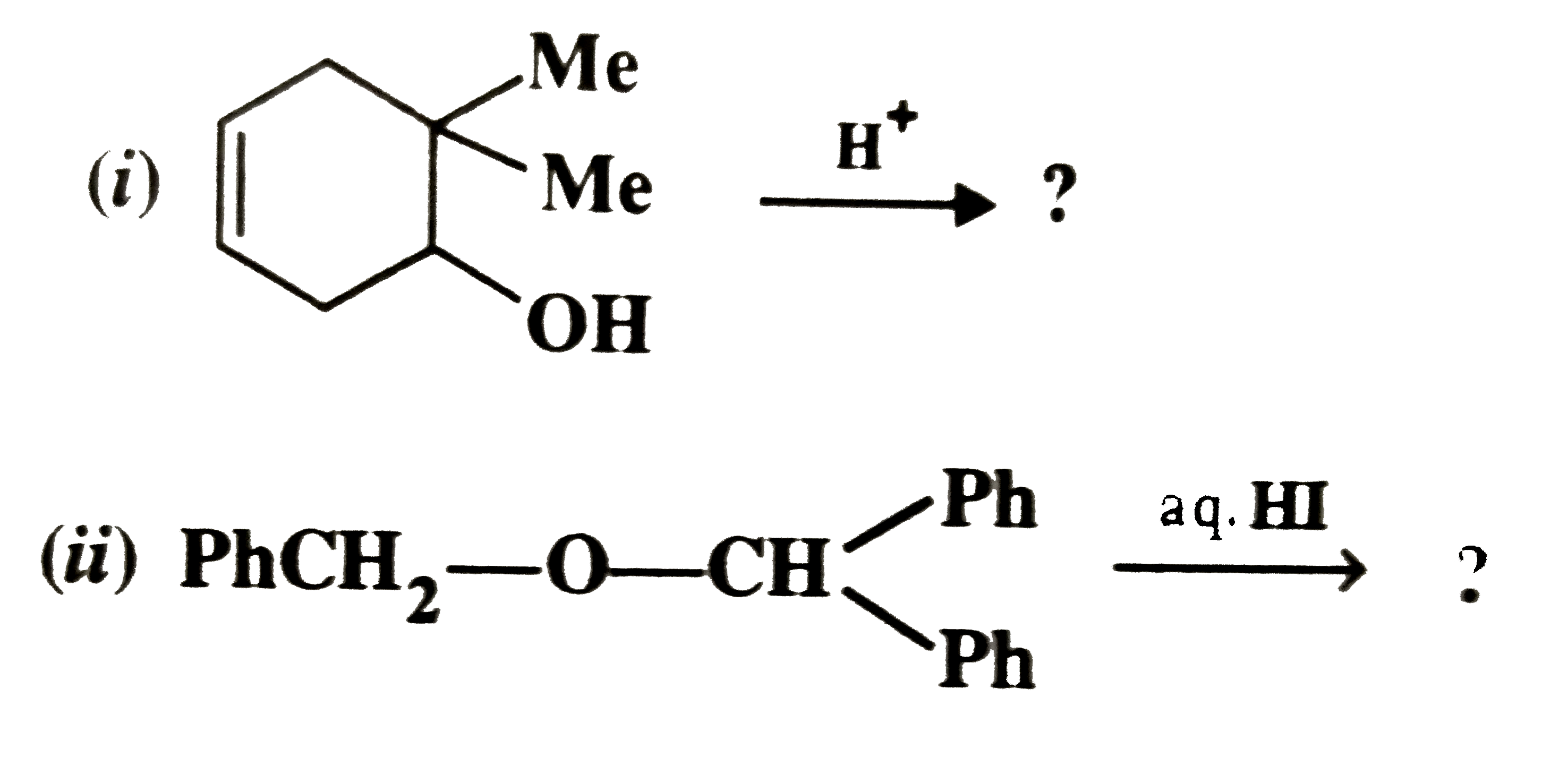 Write down the structure of the product of the following reactions: